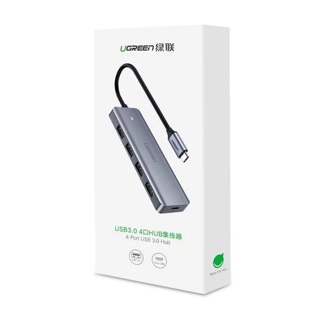 Ugreen USB - 4x USB 3.2 Gen 1 HUB, micro USB tápcsatlakozóval, szürke (CM219 70336)