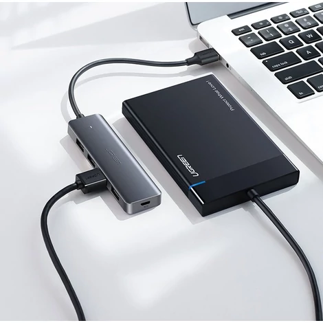 Ugreen USB - 4x USB 3.2 Gen 1 HUB, micro USB tápcsatlakozóval, szürke (CM219 70336)