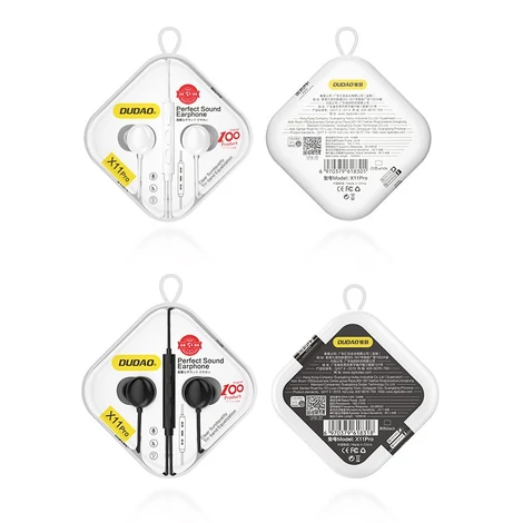 Dudao 3,5 mm-es mini jack csatlakozóval ellátott vezetékes fülhallgató távirányítóval, fekete (X11Pro black)