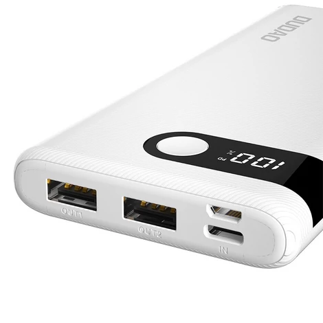 Dudao power bank 10000 mAh 2x USB / USB Type C / micro USB, 2 A, LED kijelzővel fekete (K9Pro-02)