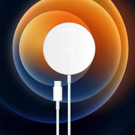 Dudao 15 W-os mágneses vezeték nélküli töltő + 20 W-os fali töltő (MagSafe-kompatibilis) fehér (A12XS)