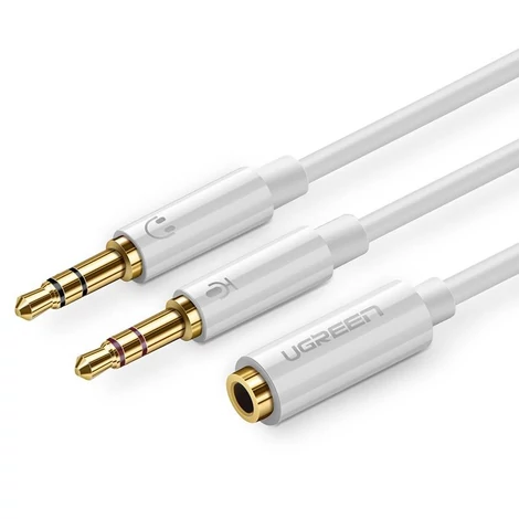UGREEN AV141 3,5 mm-es anya - 2 apa audio kábel, fehér