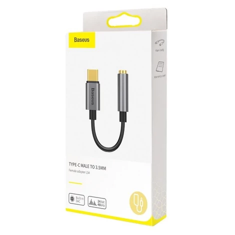 Baseus L54 audioadapter USB-C + mini jack 3,5 mm (fekete + szürke)