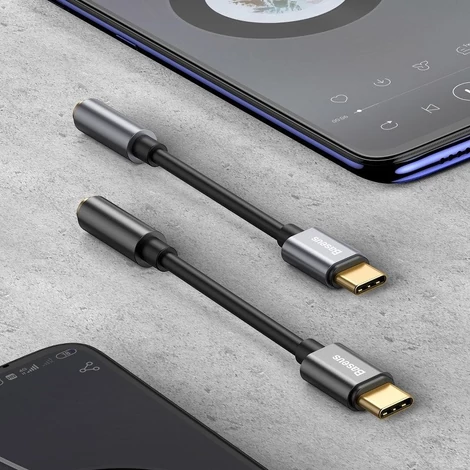 Baseus L54 audioadapter USB-C + mini jack 3,5 mm (fekete + szürke)