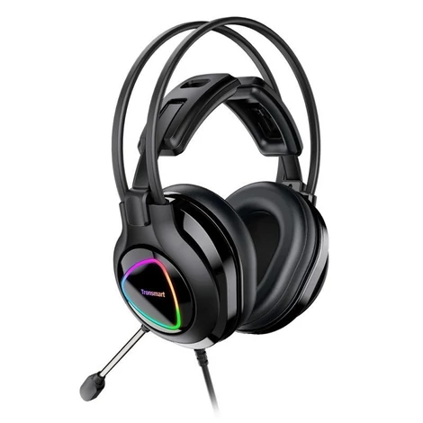 Tronsmart Glary Alpha Gaming RGB, 3,5 mm-es mini jack fejhallgató mikrofonnal és távirányítóval játékosok számára, fekete (370406)
