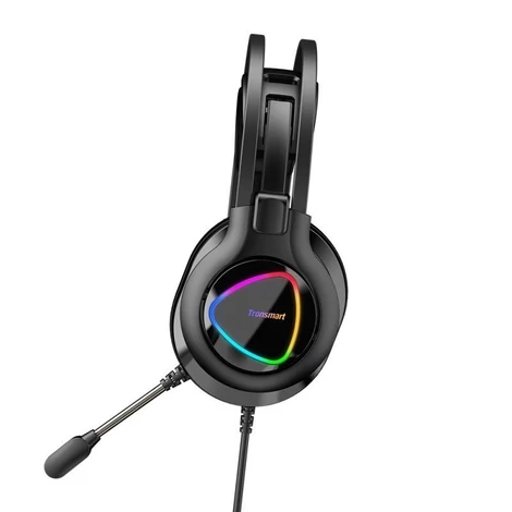 Tronsmart Glary Alpha Gaming RGB, 3,5 mm-es mini jack fejhallgató mikrofonnal és távirányítóval játékosok számára, fekete (370406)