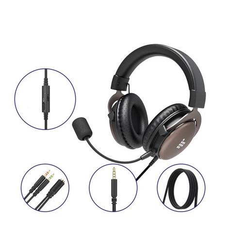 Tronsmart Sono Gaming Headset 3,5 mm-es mini jack fejhallgató mikrofonnal és távirányítóval játékosok számára, fekete (363666)