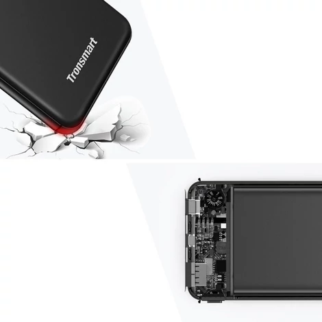 Tronsmart power bank 10000 mAh 18 W 3 A USB / USB Type C tápellátás Gyors töltés FCP AFC fekete (363477)