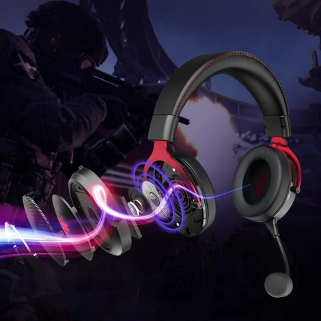 Tronsmart Shadow gaming vezeték nélküli fejhallgató mikrofonnal, játékhoz, piros (372309)