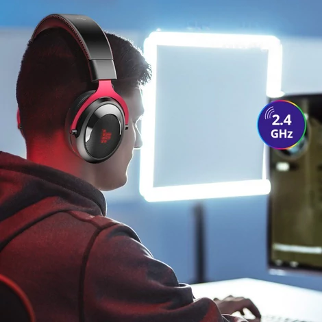 Tronsmart Shadow gaming vezeték nélküli fejhallgató mikrofonnal, játékhoz, piros (372309)