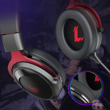 Tronsmart Shadow gaming vezeték nélküli fejhallgató mikrofonnal, játékhoz, piros (372309)