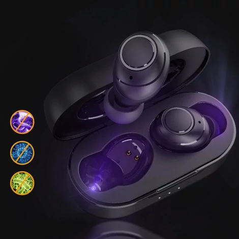 Tronsmart Onyx Free TWS Bluetooth 5.0 vezeték nélküli fülhallgató vízálló IPX7 UV-sterilizáló, fekete (369614)