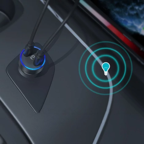 Choetech autós töltő 2x USB Type C Power Delivery 3.0 QuickCharge 3.0 AFC 36W 2.4A, fekete (C0054)