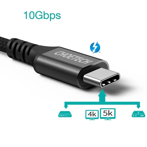Choetech gyorstöltő kábel USB Type C - USB Type C 3.1 Gen 2 100W Power Delivery, 2m, fekete (XCC-1007)