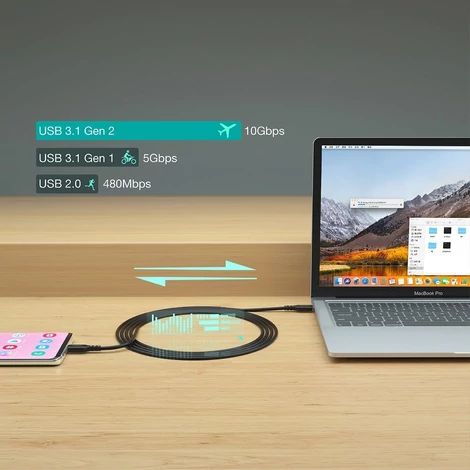 Choetech gyorstöltő kábel USB Type C - USB Type C 3.1 Gen 2 100W Power Delivery, 2m, fekete (XCC-1007)