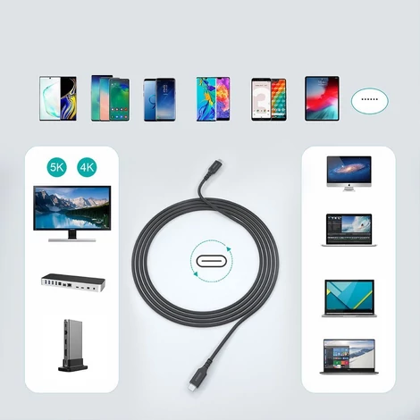 Choetech gyorstöltő kábel USB Type C - USB Type C 3.1 Gen 2 100W Power Delivery, 2m, fekete (XCC-1007)