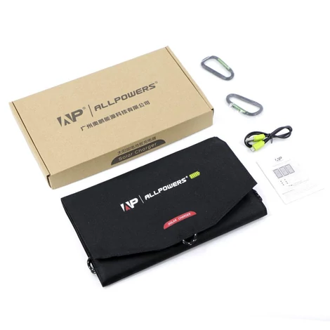 Allpowers hordozható napelem / töltő 15W + Powerbank 10000mAh