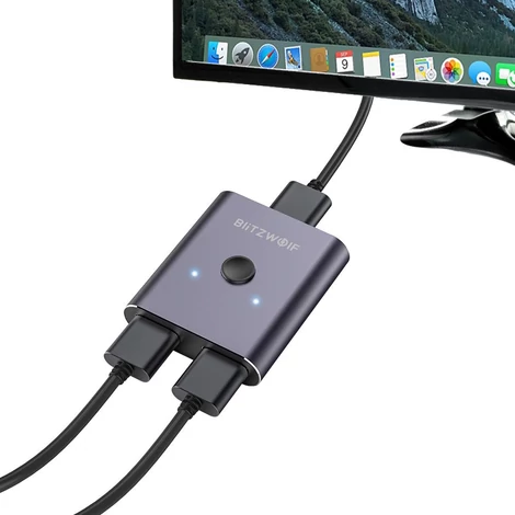 BlitzWolf BW-HDC2 Switch Boksz elosztó 2 x 1 4K HDMI (szürke)
