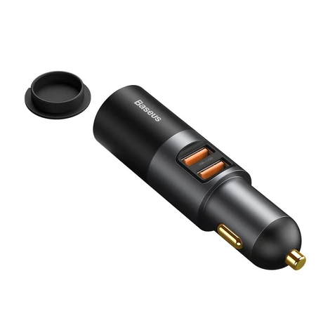 Baseus Share Together gyors töltésű autós töltő szivargyújtó bővítő porttal, 2x USB, 120 W (szürke)
