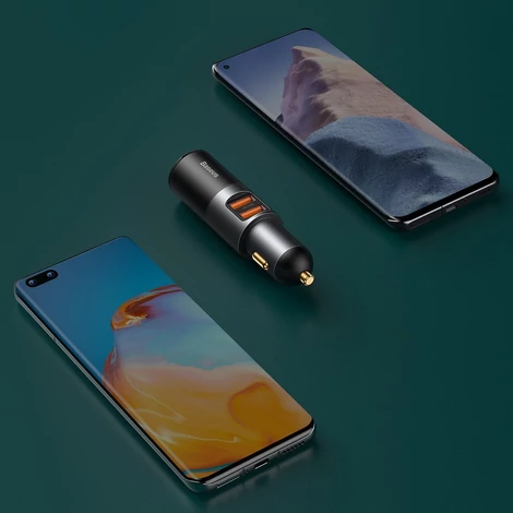 Baseus Share Together gyors töltésű autós töltő szivargyújtó bővítő porttal, 2x USB, 120 W (szürke)