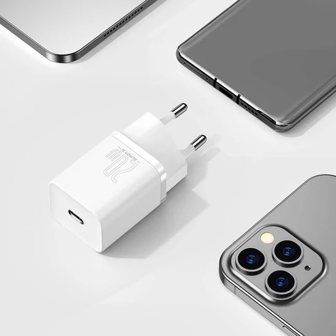 Baseus Super Si gyorstöltő 1C 20W, USB-C-Lightning kábellel, 1m (fehér)