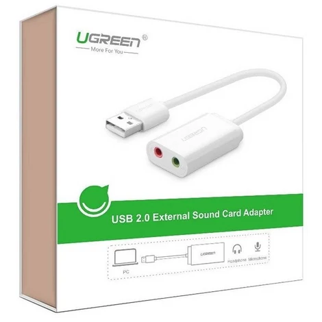 Külső USB audiokártya UGREEN 15cm (fehér)