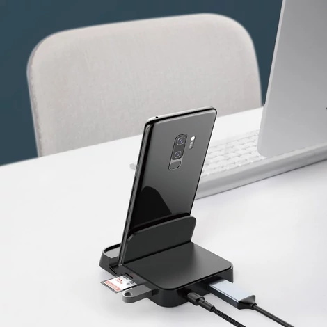 Baseus Mate USB Type-C hub asztali dokkolóállomás, állvány mobiltelefonhoz