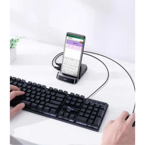 Baseus Mate USB Type-C hub asztali dokkolóállomás, állvány mobiltelefonhoz