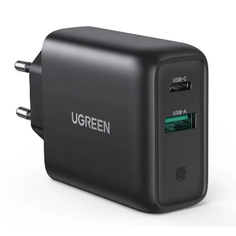 Fali töltő UGREEN CD170, USB QC3.0, USB-C PD, 36 W (fekete)