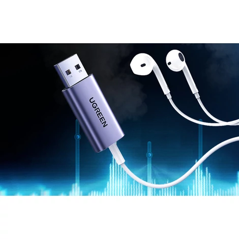 Audioadapter UGREEN CM383, USB-3,5 mm-es mini jack, AUX (szürke)