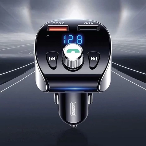 Joyroom FM Transzmitter, Bluetooth 5.0 autós töltő, MP3, 2x USB, TF, micro SD, 18 W, 3 A, Quick Charge 3.0, fekete (JR-CL02)