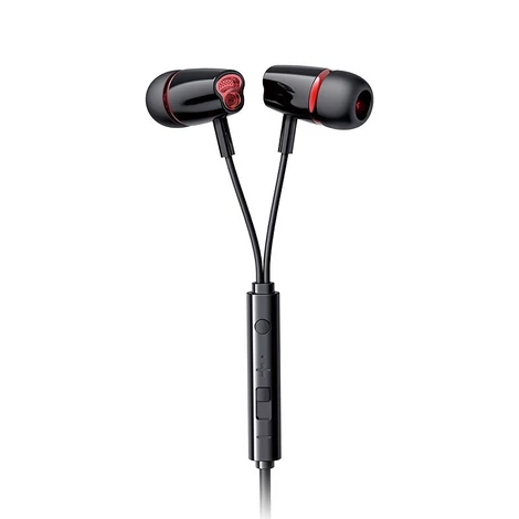 Joyroom fülhallgató 3,5 mm-es mini jack csatlakozóval, távirányítóval és mikrofonnal, fekete (JR-EL114)