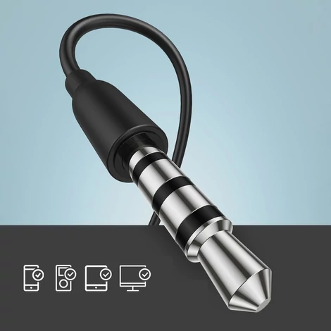 Joyroom fülhallgató 3,5 mm-es mini jack csatlakozóval, távirányítóval és mikrofonnal, fekete (JR-EL114)