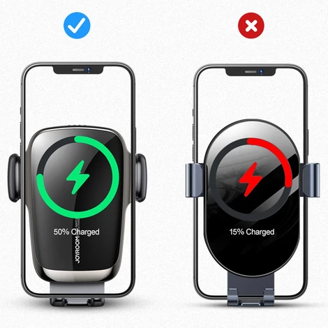 Joyroom Qi vezeték nélküli 15 W automatikus autós töltő elektromos telefontartó (műszerfal) fekete (JR-ZS248)