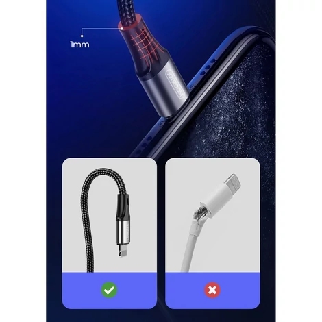 Joyroom USB - Lightning kábel, 3 A, 1 m, fekete (S-1030N1)