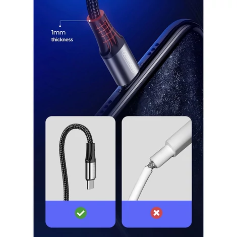Joyroom USB - USB Type C kábel, 3 A, 1 m, fekete (S-1030N1)
