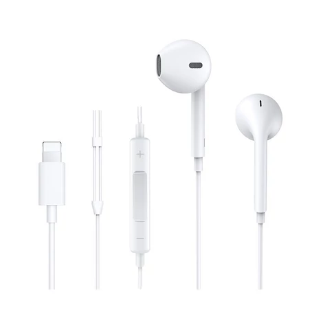 Joyroom Ben Series Lightning fülhallgató távirányítóval és mikrofonnal, fehér (JR-EP3)