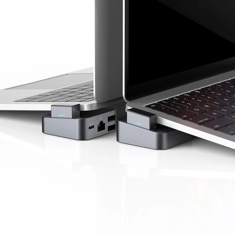 Joyroom multifunkcionális Hub USB Type C - USB 3.0 / RJ45 / HDMI / USB Type C / Thunderbolt MacBook Pro-hoz, szürke (S-H121-Gray)