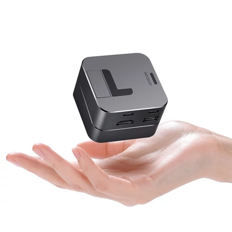 Joyroom multifunkcionális Hub USB Type C - USB 3.0 / RJ45 / HDMI / USB Type C / Thunderbolt MacBook Pro-hoz, szürke (S-H121-Gray)