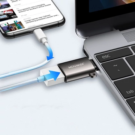 Joyroom USB 3.2 Gen 1 (apa) - USB Type C (anya) adapter, fekete (S-H151-Black)
