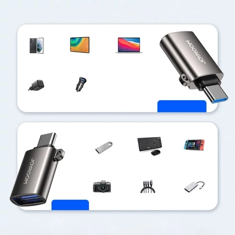 Joyroom USB 3.2 Gen 1 (apa) - USB Type C (anya) adapter, fekete (S-H151-Black)