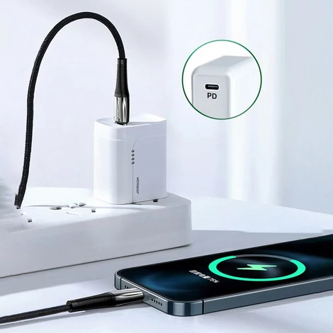 Joyroom USB Type C - Lightning kábel, Power Delivery, 20W, 2.4A, 1.2m, fekete (S-1224K2-Black)