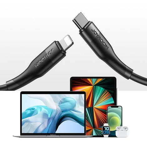 Joyroom USB Type C - Lightning kábel, Power Delivery, 20W, 2.4A, 0.25m, fekete (S-02524M3-Black)