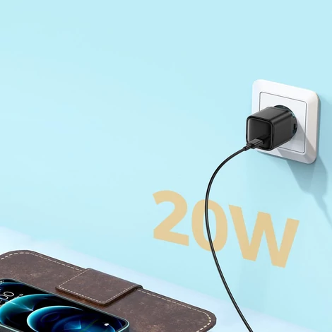 Joyroom gyors fali töltő USB C típus, 20W, Power Delivery, Quick Charge 3.0, AFC, fekete (L-P202)