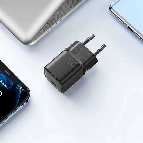 Joyroom gyors fali töltő USB C típus, 20W, Power Delivery, Quick Charge 3.0, AFC, fekete (L-P202)