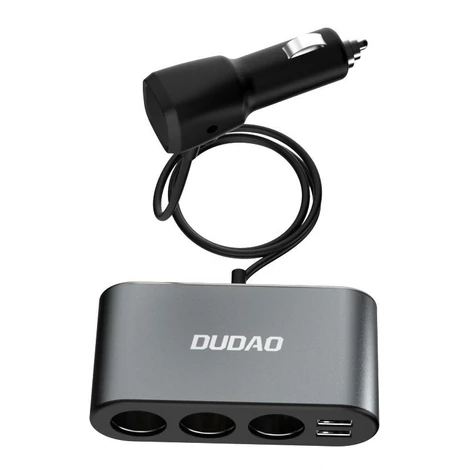 Dudao autós töltő 2x USB / 3x szivargyújtó elosztó, fekete (R1Pro-black)