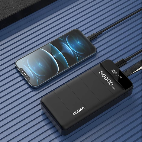 Dudao power bank, 30000 mAh, 3x USB LED lámpával, fekete (K8s+black)