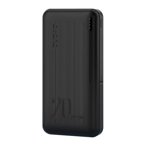 Dudao power bank, 20000 mAh, Power Delivery, 20 W, Quick Charge 3.0, 2x USB / USB Type C, fekete (K12PQ+black)