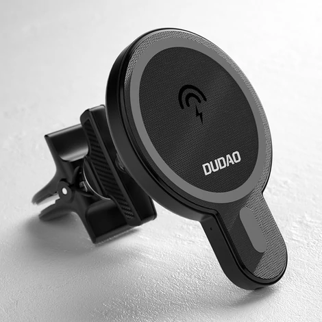 Dudao mágneses autós tartó, induktív Qi töltő, 15W (MagSafe kompatibilis), fekete (F13)