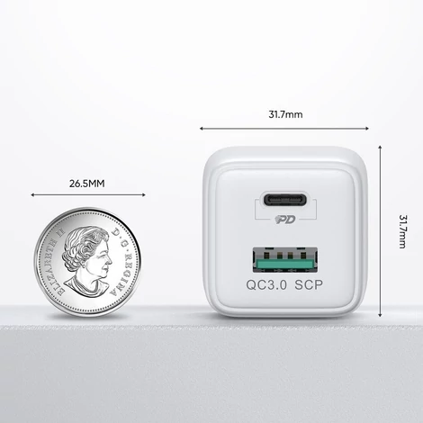 Joyroom fali gyorstöltő (EU csatlakozó), USB / USB Typ C, 30W, Power Delivery, QuickCharge 3.0, AFC FCP, fehér (L-QP303)